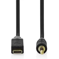 Nedis USB-C Adapter - USB 2.0 - USB-C mâle - 3,5 mm mâle - 1,00 m - Rond - Plaqué or - PVC - Noir - Boîte