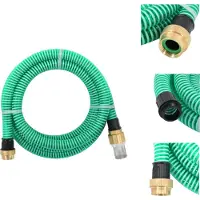 vidaXL Tuyau d'aspiration avec raccords en laiton Vert 1,1" 15 m PVC - Tuyaux d'arrosage