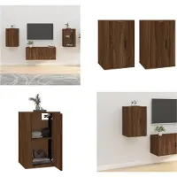 vidaXL Armoires murales TV 2 pcs. Chêne brun 40x34,5x60 cm - Meuble TV mural - Meubles TV muraux - Console TV