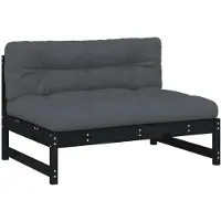 Syfax Canapé central 120x80 cm noir bois de pin massif