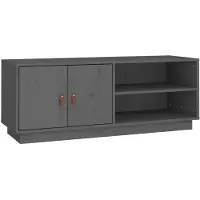 Syfax Meuble TV Gris 105x34x40 cm Bois de pin massif