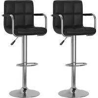 vidaXL Tabouret de bar 2 pcs. noir similicuir
