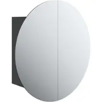 Syfax Armoire de salle de bain miroir rond et LED Noir 47x47x17,5 cm