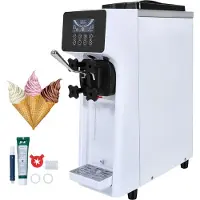 Vevor Machine à glace commerciale, capacité 10 L/h, 900 W, machine à glace molle à un seul parfum, sur le plan de travail, avec entonnoir de 4 L, cylindre de 1,6 L, écran LCD, pré-refroidissement