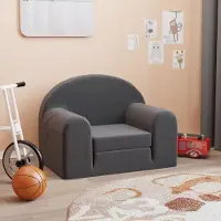 Prolenta Maison Exclusive - Canapé-lit pour enfants, couleur anthracite, tissu doux et pelucheux