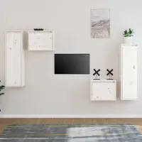 Prolenta Maison Exclusive - Meubles TV 4 pcs Blanc Bois massif de pin