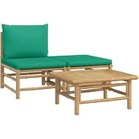 Syfax Salon de jardin 3 pcs avec coussins vert bambou