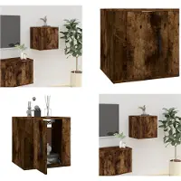 vidaXL Armoire TV murale chêne fumé 40x34,5x40 cm - Meuble TV mural - Meubles TV muraux - Armoire TV - Console TV