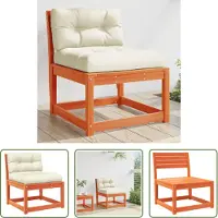 The Living Store Canapé de jardin avec coussins Marron cire Pin massif