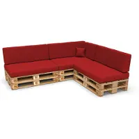 Pokar Coussins de palette Coussins de palette avec housse amovible Canapé de palette, Taille:Set de 8, Couleur:Rouge