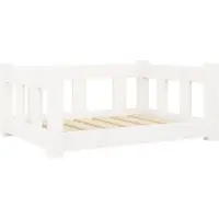 Syfax Lit pour chien Blanc 65,5x50,5x28 cm Bois de pin solide