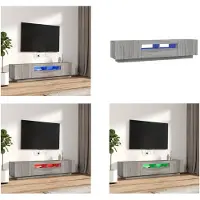 vidaXL 2 pcs. Armoire TV Set LED Luminaires Gris Sonoma Matériau dérivé du bois - Armoire TV - Meubles TV - Supports TV