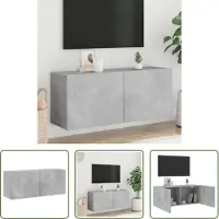 The Living Store Meuble TV mural gris béton 100x30x41 cm