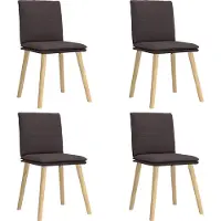 Syfax Chaises à manger lot de 4 marron foncé tissu
