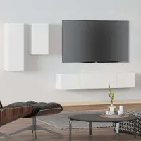 vidaXL 4 pcs. Armoire TV Set Blanc Bois composite - Armoire TV - Meubles TV - Meubles TV