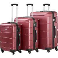 Zelsius Set de valises 3 pièces, rouge, valise de voyage en ABS avec serrure à combinaison et séparateur intérieur