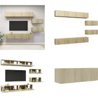 vidaXL 6 pcs. Armoire TV Sonoma chêne bois composite - Ensemble d'armoires TV - Ensembles d'armoires TV - Ensembles d'armoires TV suspendues
