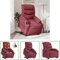 The Living Store Fauteuil de massage avec releveur vin rouge Tissu