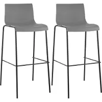 CLP lot de 2 tabourets de bar Hoover plastique 4 pieds piètement noir