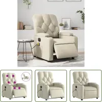 The Living Store Fauteuil de massage électrique Crème Similicuir