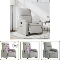 The Living Store Fauteuil de Massage Électrique Gris Clair Tissu microfibre