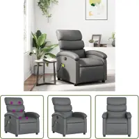 The Living Store Fauteuil de massage Gris Similicuir