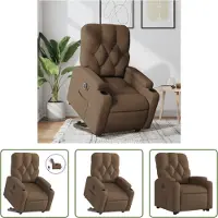 The Living Store Fauteuil relax releveur électrique Marron Tissu