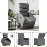 The Living Store Fauteuil relax avec releveur Gris Similicuir