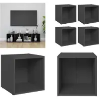 vidaXL Armoires TV 4 pcs. Gris 37x35x37 cm Bois composite - Armoire TV - Meubles TV - Armoire TV