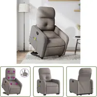 The Living Store Fauteuil de massage avec releveur Taupe Tissu