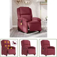 The Living Store Fauteuil de massage électrique vin rouge tissu