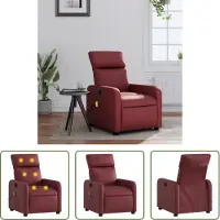 The Living Store Fauteuil de massage en simili cuir rouge vin