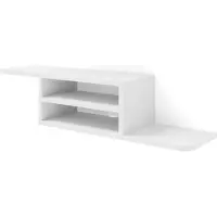 Homlando Meuble TV DEDAL 90 cm BLANC MATT Étagère pour téléviseur