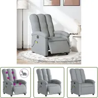 The Living Store Fauteuil de massage électrique Gris clair Tissu