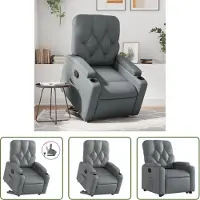 The Living Store Fauteuil relax avec releveur Gris Similicuir