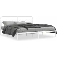 Prolenta Maison Exclusive - Cadre de lit avec tête de lit en métal blanc 200x200 cm