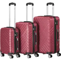 Zelsius Set de valises 3 pièces, rouge, valise de voyage en ABS avec serrure à combinaison et séparateur intérieur