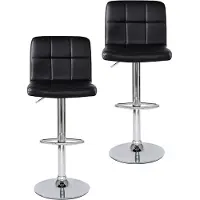 Dibea Tabouret de bar, lot de 2, tabouret pivotant confortable en cuir PU, piétement chromé & hauteur réglable, modèle 2