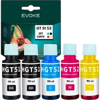 Evoke 5x cartouches d'encre pour HP GT51 GT52 | 2x jeu de noir + couleur | Remplacement pour Ink Tank 315 410 415 Smart Tank 510 515