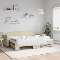 Prolenta Maison Exclusive - Canapé-lit convertible avec matelas, couleur crème, 80 x 200 cm, tissu