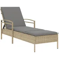Syfax Chaise longue avec coussin beige 63x200x81 cm résine tressée
