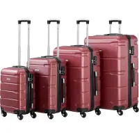 Zelsius Set de 4 valises , rouge, valise de voyage en ABS avec serrure à combinaison et séparateur intérieur