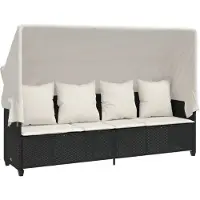 Syfax Chaise longue avec auvent et coussins noir résine tressée
