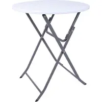 Generic Rebecca Mobili Table de jardin pliante en plastique, blanche et grise