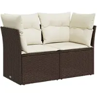 Syfax Canapé de jardin avec coussins 2 places marron résine tressée