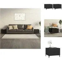 vidaXL Tables basses avec pieds en métal 2 pcs. noir 50x50x40 cm - Tables basses
