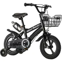 Buxibo Mini Racer 12 pouces vélo enfant noir avec roues de support - selle réglable, guidon, boîte de rangement, idéal pour 2-4 ans