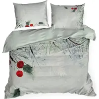 Eurofirany linge de lit ROBIN 220x200 cm Noël ensemble housse de couette gris turquoise