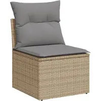 Syfax Canapé de jardin sans accoudoirs coussins beige résine tressée