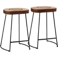 Syfax Tabourets de bar lot de 2 marron foncé 41x29x62 cm